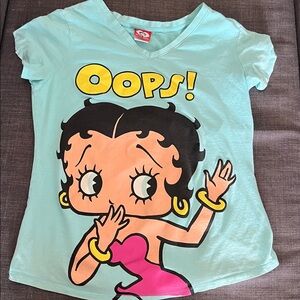 Vintage Betty Boop “OOPS!” light blue Graphic Tee